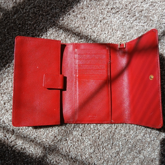 PRADA Red Saffiano Leather Trifold Continental Wallet - Picture 7 of 14